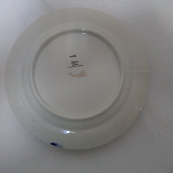 Mayer China Vintage Peacock Bird ceramic Set 2 floral Dinner Snack Salad 9" - Picture 7 of 14